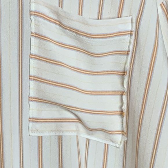 Loft Button Up Shirt Women XL Striped Chest Pockets Long Sleeve Soft Rayon - Picture 3 of 13